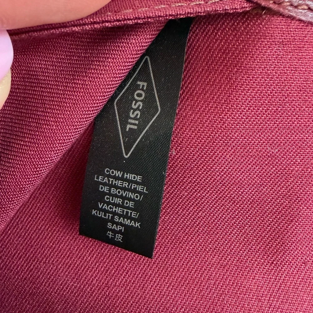 FOSSIL Red Preston Flip Snap Bi-Fold Long Three Tone Leather Zip Wallet - Picture 13 of 13